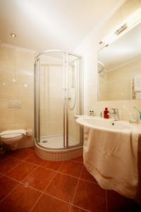 瓦格赖恩格拉芬维特酒店的带淋浴、盥洗盆和卫生间的浴室
