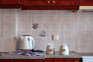 萨摩斯Erifili Luxury Apartment的厨房台面上配有咖啡壶