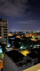 圣克鲁斯Mi casa es tu casa !的夜晚带灯光的城市景观