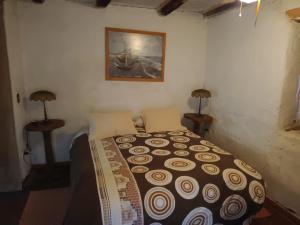 皮斯科艾齐Ladera Loft Pisco Elqui的一张床位,房间配有两张桌子和两盏灯