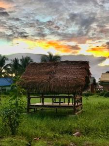 珍南海滩Langkawi Country Lodge2的草屋顶的小屋