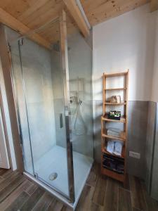 维亚雷焦Casina Elena - Viareggio centro的浴室里设有玻璃门淋浴