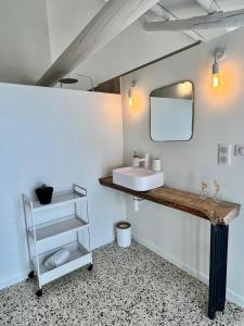 拉聂La Villa 1777的一间带水槽和镜子的浴室