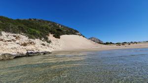 卡洛吉亚Villa Dunes 350m from the sandy beach的海滩上,在水边有沙丘