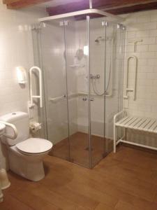 SchuttertalVier Jahreszeiten Idyll的浴室设有玻璃淋浴间和卫生间