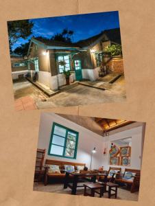 中坜馬村隱園-北部桃園包棟民宿的两幅房子的照片,配有桌椅
