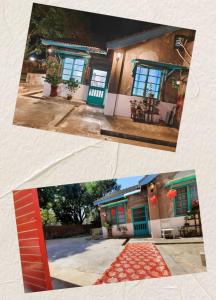 中坜馬村隱園-北部桃園包棟民宿的两幅房子的照片,有红色楼梯