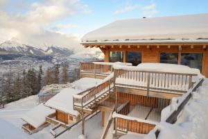 韦松纳Egg SAUNA & LUXURY chalet 16 pers by Alpvision Résidences的雪地小木屋,享有美景