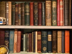霍姆弗斯The Writers Cottage - Intriguing & Romantic的一堆书放在书架上