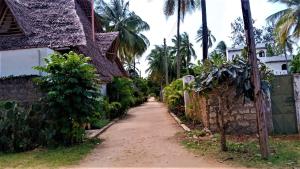 迪亚尼海滩V-Szameitat Homes, Kongo River的棕榈树房子旁边的一条土路