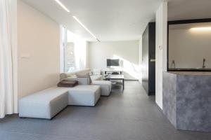 Lo-ReningeHet Wagenhuis的带沙发和电视的白色客厅