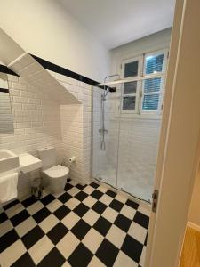 丰沙尔PIER HOUSE Accommodation的一间带卫生间和步入式淋浴间的浴室
