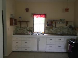 苏莎亚Villa Mar Sosua的厨房设有水槽和窗户。