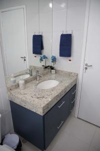 圣卡洛斯Elegante Duplex Oceanico da Elena Super Cozinha USP y UfSCAR的一间带水槽和镜子的浴室