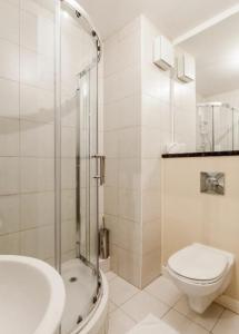 都柏林帕奈尔公寓酒店的浴室配有卫生间、淋浴和盥洗盆。