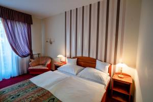 赫维兹艾兹赛贝特酒店的配有一张床和一把椅子的酒店客房