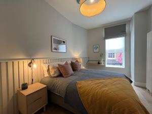 都柏林Sutcliffe House的一间卧室配有床、灯和窗户