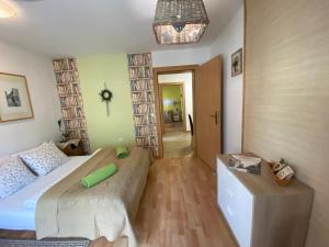 拉什科Apartment BRIONI的一间小卧室,配有两张床和走廊