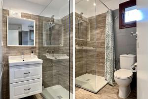 萨连特加列戈Locky · Espacio y Exclusividad ❅ Pirineos360 ❅的浴室的两张照片,配有卫生间和水槽