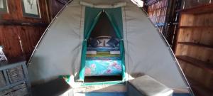 巴里代尔Protea Lodge - Glamping in the Karoo的房间里的帐篷里的一张床位