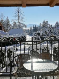 兹拉蒂博尔博若维奇别墅公寓的雪地阳台的桌椅