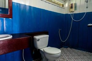 Ban KhonNongsak Riverside Guesthouse & Nongsak Guesthouse的蓝色的浴室设有卫生间和水槽