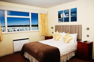 格雷海豚酒店的酒店客房设有一张床和两个窗户。