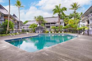 希洛Waiakea Villas 2-207的棕榈树度假村的游泳池