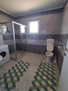 KrževićiAS guesthouse的一间带卫生间和洗衣机的浴室