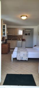 圣特罗佩Villa Playa del Sol -B4的一间大型客房,设有两张床和厨房