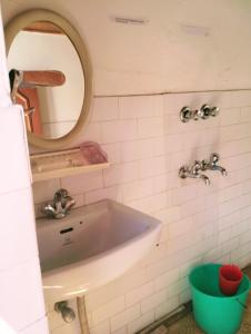 列城Gomang guest house Leh的一间带水槽和镜子的浴室