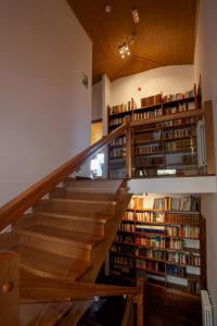 Montenegro de CamerosPosada Real La Almazuela的图书馆里藏着一堆书的楼梯