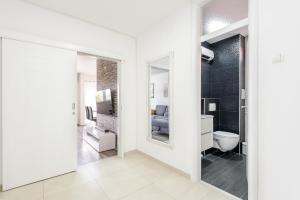 普洛切Apartment Tina的一间带卫生间的浴室和一张位于客房内的床。