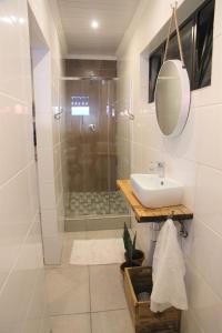 布隆方丹Nini's guest units的带淋浴和盥洗盆的浴室