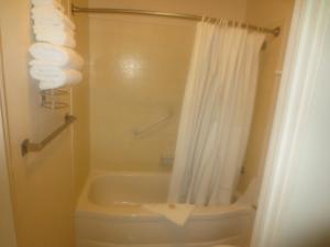Grangeville城里人汽车旅馆的带淋浴、浴缸和卫生间的浴室