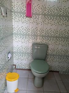 圣洛伦索Hostal Jardín de Luque的浴室设有绿色厕所和垃圾桶