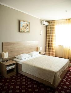 阿克套丝绸之路酒店的酒店客房设有床和窗户。
