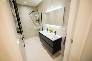 鹿特丹Admiringly 1 Bedroom Serviced Apartment 56m2 -NB306A-的一间带水槽和镜子的浴室
