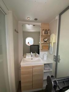 欧雷扬MOBIL HOME Climatisé G058的一间带水槽和镜子的浴室
