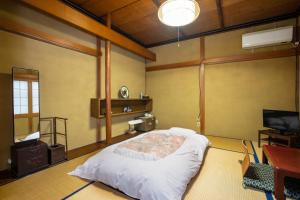 高冈市大佛日式旅馆的一间卧室配有一张床和一台电视。