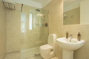 马拉加Madeinterranea Apartments的浴室配有卫生间、盥洗盆和淋浴。