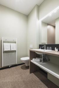 波佩林赫阿姆弗拉酒店的一间带卫生间、水槽和镜子的浴室