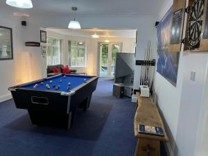 BlaydonBeautiful 2 Bed Apt with Hot Tub in Blaydon Burn的客厅设有台球桌和电视。
