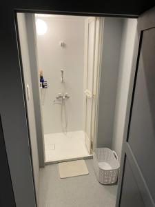 别府Beppu hostel&cafe ourschestra的小型浴室设有淋浴和镜子