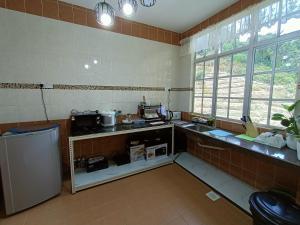 金马仑高原Dream 2的厨房配有水槽和冰箱。