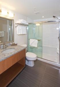 贾斯珀贾斯珀赤红酒店的浴室配有卫生间、淋浴和盥洗盆。