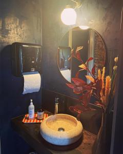 腓特烈西亚加美尔哈富恩酒店的一间带水槽和镜子的浴室