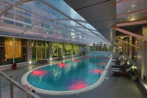 亚的斯亚贝巴和谐酒店的大楼内的大型游泳池