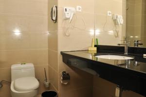 亚的斯亚贝巴和谐酒店的一间带卫生间、水槽和电话的浴室