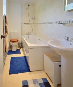 卡斯尔敦可诺达格度假屋的带浴缸、盥洗盆和卫生间的浴室